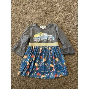 Marie Nicole Baby Girl Dress XXS 6-12 mo Fall Autumn Thanksgiving Pumpkin Truck